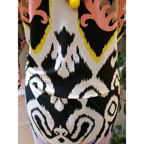 Tibi Knee Length Dress Womens Size Medium Multicolor Geometric One Shoulder Off - Picture 9 of 14